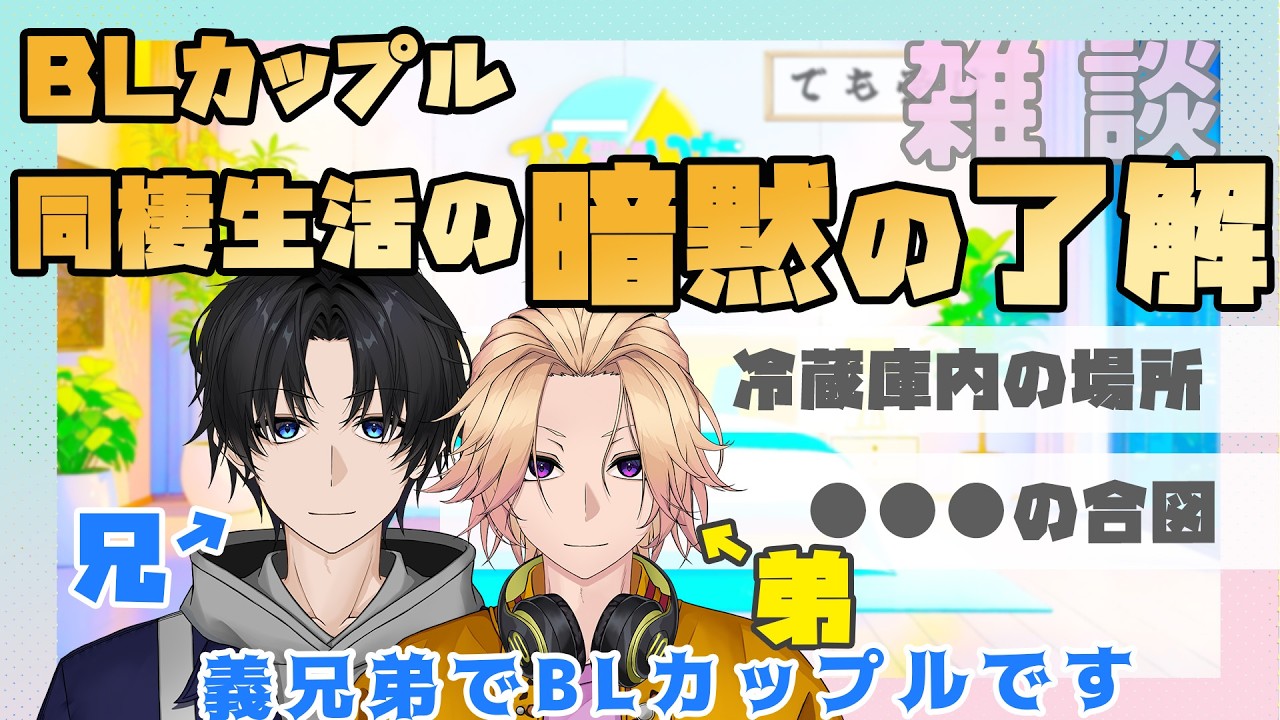 【新人Vtuber】BLカップル「同棲生活の暗黙の了解」【兄弟BL】