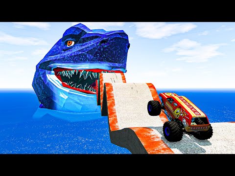 Impossible Wave Bridge Crossing - Cars vs Deep Water - BeamNG.drive