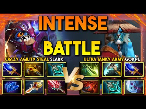 INTENSE HARD CARRY BATTLE | Crazy Agility Steal Slark Vs. Ultra Tanky Army GOD Phantom Lancer