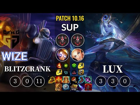 GEN Wize Blitzcrank vs Lux Sup - KR Patch 10.16