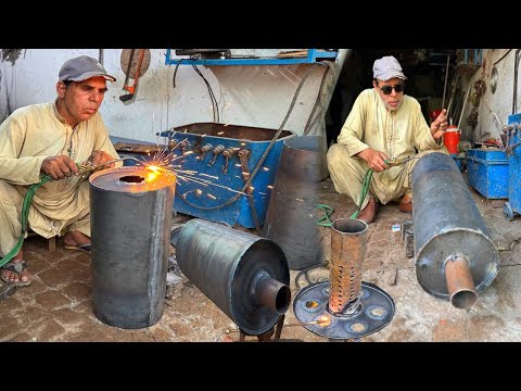 How Handmade Exhaust Mufflers Are Manufactured from Metal Sheets | Complete Silencer Making Process