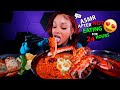 2X SPICY LOBSTER TAIL KING CRAB CARBONARA NOODLE SEAFOOD BOIL MUKBANG ASMR QUEEN BEAST