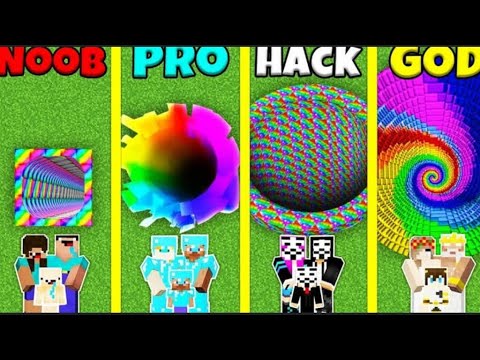 Minecraft1.19 Battle_NOOB vs PRO vs HACKER RAINBOW TUNNEL HOUSE BUILD CHALLENGE/TUNNEL (Xbox/PS4/PC)