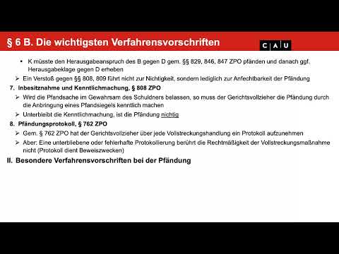 Zwangsvollstreckungsrecht – Folge 06 (Fälle zur Vollstreckungserinnerung nach § 766 ZPO)