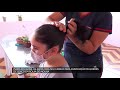 Maria Eduarda, 06 anos doa cabelo para associação mulheres de lenço em Rolim de Moura