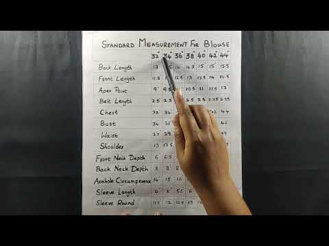 Blouse Measurements Chart