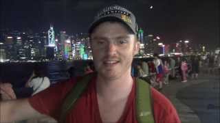 Avenue of Stars and A Symphony of Lights at night in Hong Kong, China (香港 - 星光大道 - 幻彩詠香江)