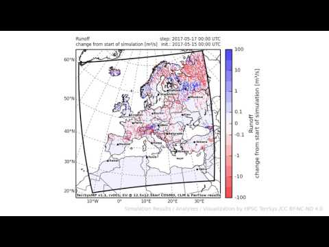 TerrSysMP monitoring run 2017-05-15 - runoff - Europe (72h)