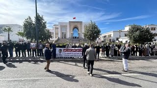 أمام المحكمة  تازة وقفة احتجاجية تزامناً مع تقديم مغني الراب التازي صهيب الق?