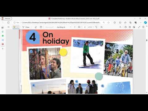 Cambridge B1 COMPLETE Preliminary-   Unit 4 speaking and reading part 1 focus- On Holidays