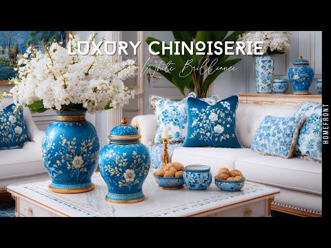 Wycieczka po domu w stylu chinoiserie w kolorze niebiesko-białym | Eleganckie pomysły na wystrój ...