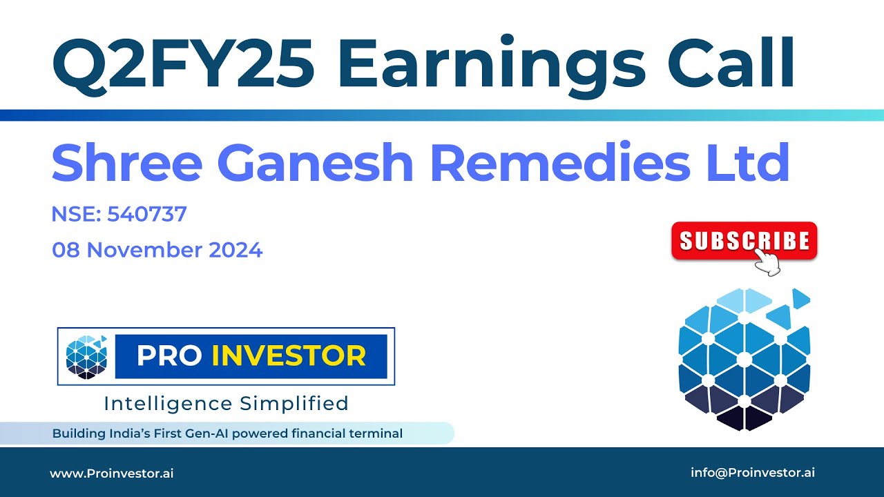 Shree Ganesh Remedies Ltd. | Q2FY25 | Earnings Conference Call | #earningcall #concall #shreeganesh