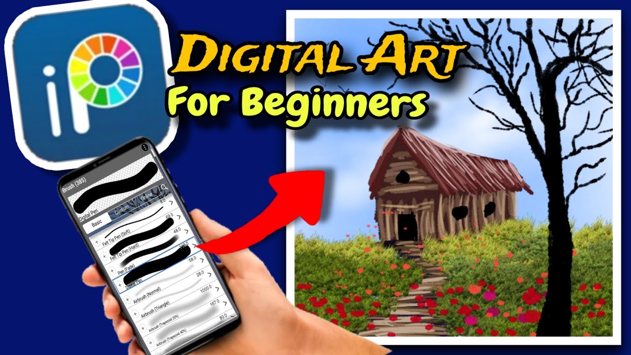 IbisPaintX easy tutorial for beginners - Wooden house in field / Digital Art on Phone