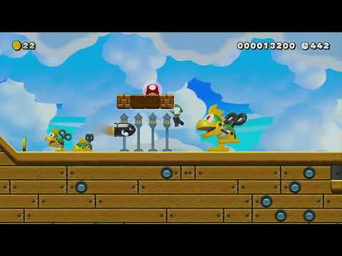 Super Mario Maker 2 Game play :  Roy brilliant airship  Course ID 7Q2-50Q-5GF