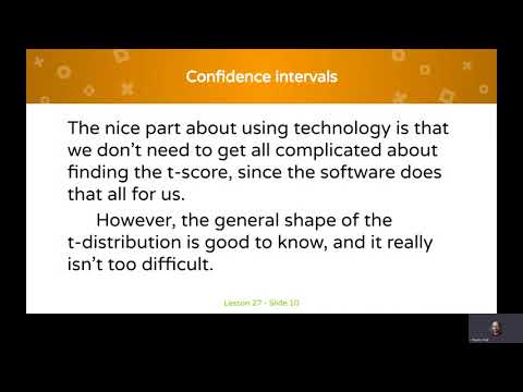Basic Statistics, Lesson 27:  Confidence interval for the mean