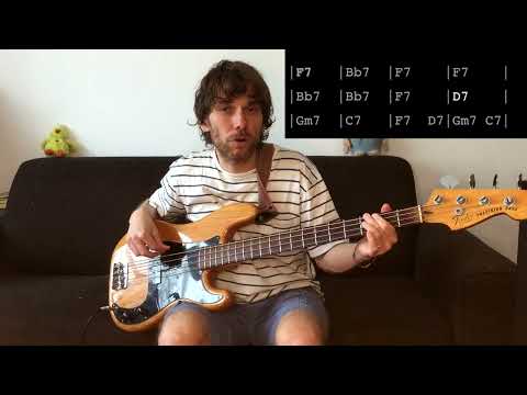 Walking Bass Lines Over A Jazz F Blues | Roots And Chromatic Approach Notes 🎸