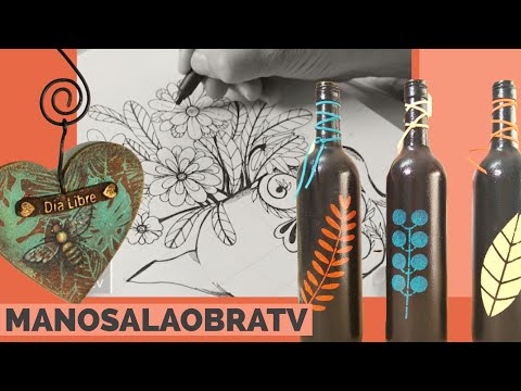 ManosalObraTv 2021 Program 23 Decorated Bottles Lettering Calligraphy Poster with phrases and Stamps