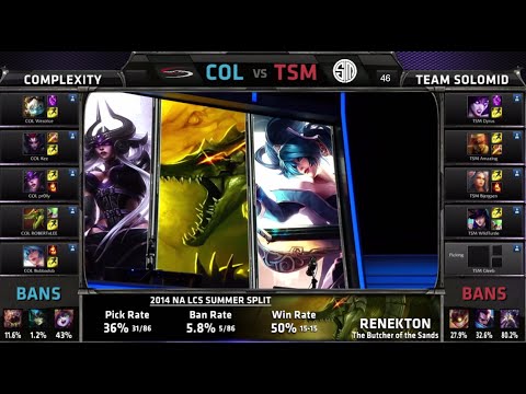 compLexity vs TSM | S4 NA LCS Summer split 2014 Week 9 Day 2 | COL vs TSM W9D2 G2 Full Game HD