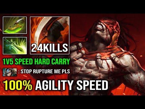 WTF 100% FULL AGILITY SPEED The Flash Butterfly Bloodseeker Crazy 900 GPM Deleted Slark Dota 2