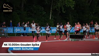 Gouden Spike 10.000 meter op het Nederlands Kampioenschap, met Noah Schutte in actie.