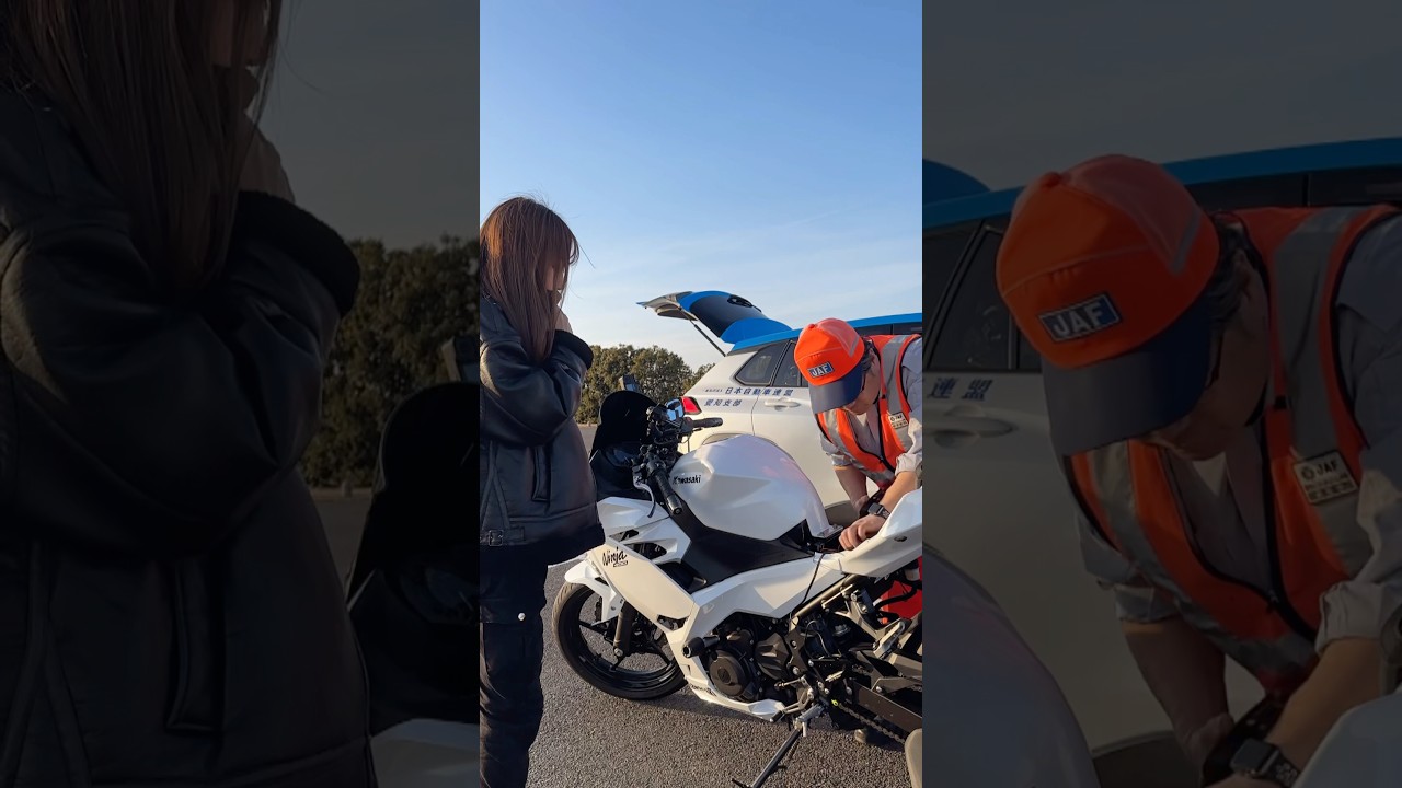 ツーリング中のバッテリー上がり　#バイク #kawasaki #automobile #motogirl #motorcycle