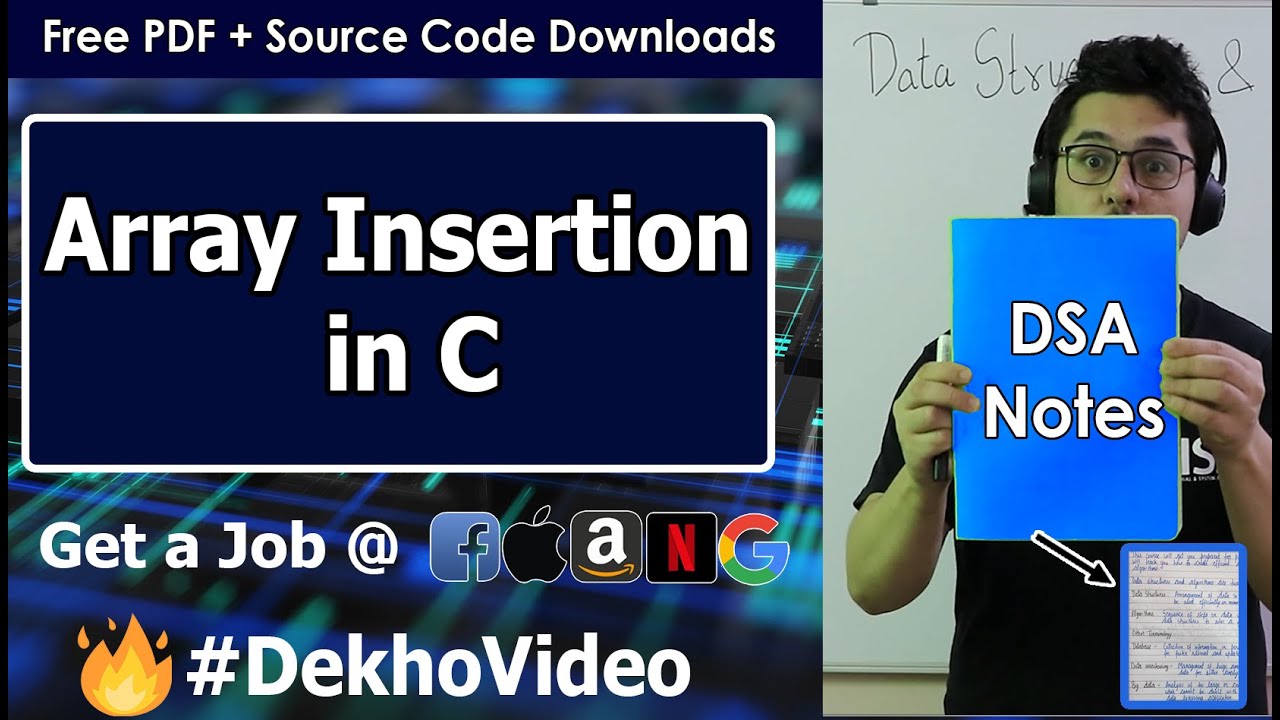Video thumbnail for Coding Insertion Operation in Array in Data Structures in C language