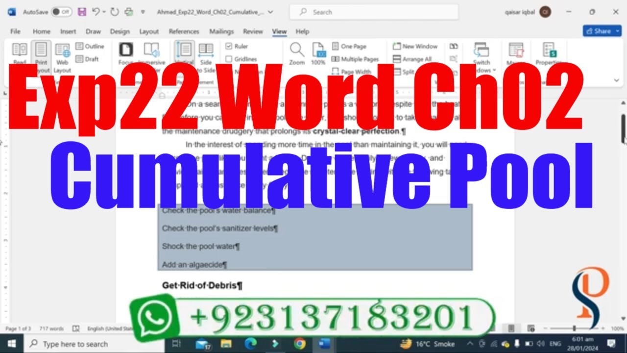 Exp22_Word_Ch02_Cumulative_Pool | Exp22 Word Ch02 Cumulative Pool | @PearsonSolution
