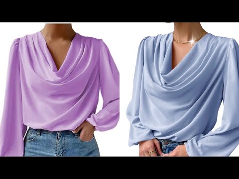 How to cut and sew a cowl neck top with drapes/Cowl...