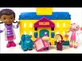 UNBOXING DOC MCSTUFFINS HOSPITAL MINI FIGURINE PLAYSET AND PLAY WITH DISNEY FROZEN OLAF MASHA STUFFY