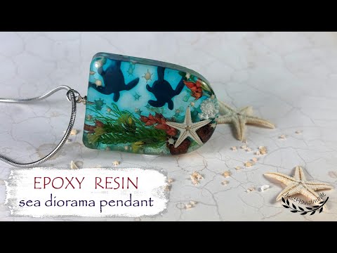 ~JustHandmade~ Epoxy resin jewelry - sea diorama pendant - tutorial / ocean - sea themed necklace