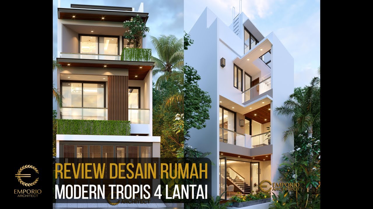 Video 3D Jasa Arsitek Desain Rumah Modern 4 Lantai Luas 300 m2 Lebar 5.5 m