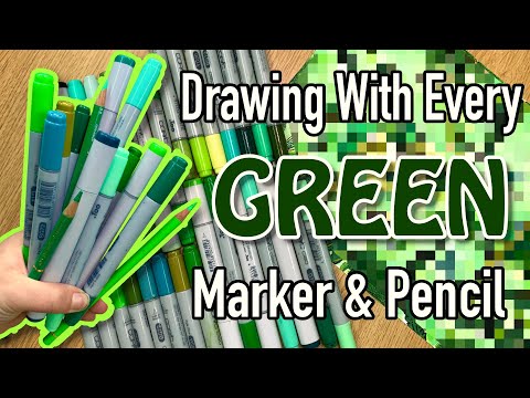 💚 Drawing with EVERY GREEN MARKER & PENCIL I OWN! 💚 Copic Illustration