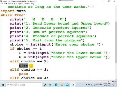 Menu Driven Python Program On Perfect Squares