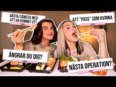SVARAR PÅ FRÅGOR OM ATT VARA TRANS | Mukbang ft. Nimra Itis
