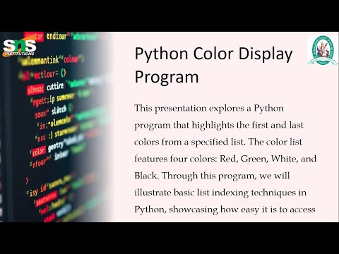 Case Study Video Color Display Program In Python Problem Solving Using Python Sns Institutions