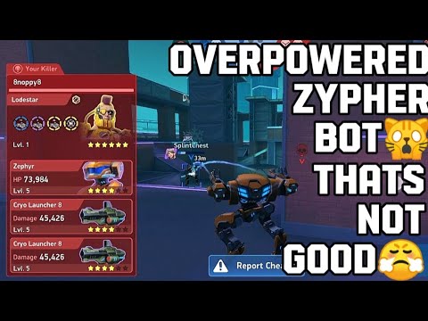 Zypher bot with cryo launcher 8 lagendery lodestar | overpowered bot | Mech Arena |