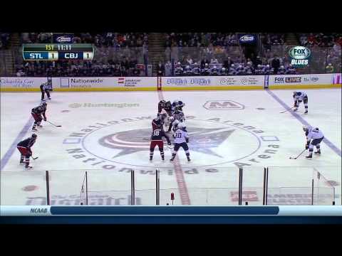 Artem Anisimov wrist shot goal 1-1 St. Louis Blues vs Columbus Blue Jackets 12/14/13 NHL Hockey.
