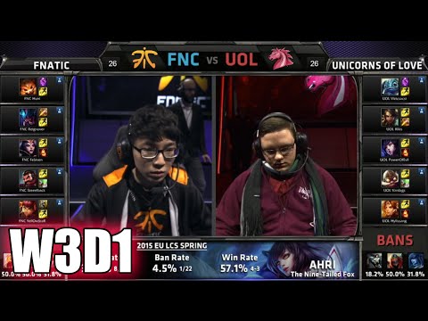 Fnatic vs Unicorns of Love | S5 EU LCS Spring 2015 Week 3 Day 1 | FNC vs UOL W3D1G2 VOD 60FPS