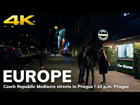 【4K】 Czech Republic Mediocre streets in Prague / 10 p.m. Prague