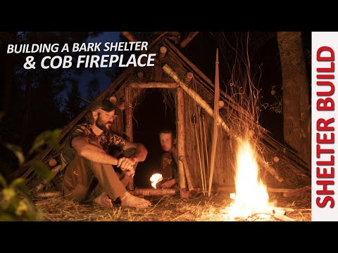 Warm and Dry Bushcraft Survival SHELTER with FIREPLACE