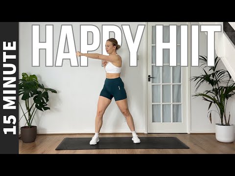 15 MIN HAPPY HIIT WORKOUT - all standing, no jumping (warm up & cool down included)