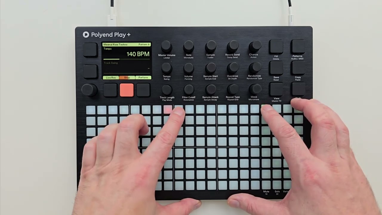 Polyend Play Plus Project - Minimal Raw Techno. 16 drum patterns.