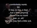 Comfortably numb, Pink Floyd, backing track without guitar solo, karaoke lyrics