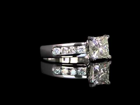 2 1/4 CTW Multi Stone Princess Cut Diamond Engagement Ring in 14K White Gold