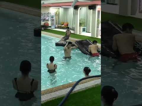 PBB collab celebrity housemates chilling in swimming pool. #pbbcollab #pbb