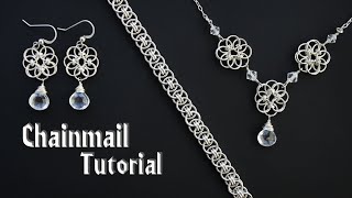 Celtic Helm Weave Chainmail Tutorial - Bracelet / Necklace with Flower Earrings Variant