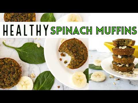 Healthy Spinach Banana Muffins (Vegan option) - Healthy snack muffins - Easy Blender Muffins