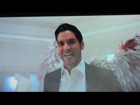 Lucifer fights Cain with bloody wings