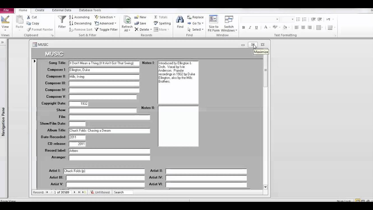 Accessing the Music Database I