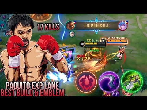 PAQUITO EXP LANE BUILD & EMBLEM | PAQUITO GAMEPLAY | PAQUITO TOP 1 GLOBAL - MLBB